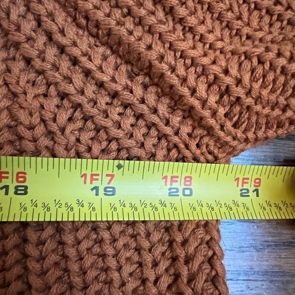 525 AMERICA Cognac cotton heavy knit balloon sleeves size large - Picture 10 of 11